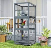 Large Bird Cage Outdoor Bird Aviary Wooden on Wheels w/Perch ...