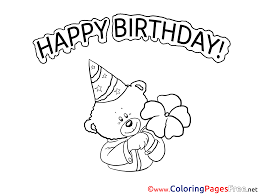 Balloons and party hats coloring page. Happy Birthday Download Printable Coloring Pages