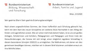 Ich empfinde beides nicht als außergewöhnlich. Elternbrief Die Minister Fassmann Und Aschbacher Zum Schulstart Praxis Hak Volkermarkt