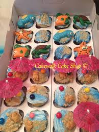 Beach Time Cakewalkcakeshop Cupcakes Beach Water Umbrella Starfish Seahorse Turtle Fish Cake Shop Cake Walk Cupcakes