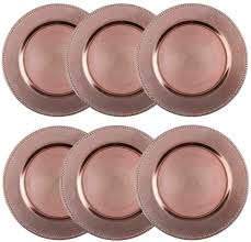 The only pieces of china that should be part of a table setting before the meal starts are the bread plate and a charger, if desired. Amazon Com Round Beaded Decorative Charger Plates 13 Inches Round Set Of 6 For Dining Table Or Decor Copper Charger Service Plates
