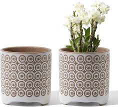 Maybe you would like to learn more about one of these? Buy Set Of 2 Plant Pots Indoor With Legs 5 4 Inch Simple Circle Pattern Ceramic Planters With Drainage Hole For Indoor Plants Snake Plants Matte White And Speckled Brown Plants Not