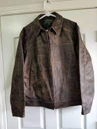 C C Filson Heavy Distressed Leather Dawson Jacket Wool Lining 4 Pocket Size M Ebay Link Clothes Jackets Mens Outfits