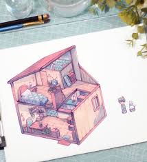 10 Spectacular Home Design Architectural Drawing Ideas Isometric Art Watercolor Art Artist Painting