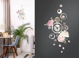 Ausgesuchte und innovative materialien wie beton, aluminium, edle hölzer, plastik oder keramik verleihen deiner wohnung einen individuellen look, den du durch andere wohnaccessoires ergänzen kannst. Design Wanduhr Spiegelglas Mit Blumendesign Dl422 Wanduhren Wohnzimmer Wandtattoos Nach Zimmer Wandtattoos Grandora De