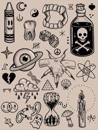 Tattoo Flash Sheet Spooky Tattoos Tattoo Design Drawings Tattoo Flash Art