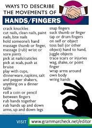 English Grammar How Would You Describe The Movements Of Your Hands And Fingers Writing Words Book Writing Tips English Writing Skills