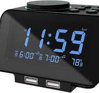 uscce Digital Dual Alarm Clock Radio - 0-100% Dimmer with Weekday/Weekend  Mode, 6 Sounds Adjustable Volume, FM Radio w/Sleep Timer, Snooze, 2 USB ...