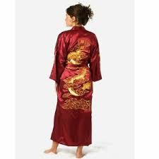 Details About Chinese Long Kimono Satin Silk Robes Embroidery Bath Gown Dragon Style