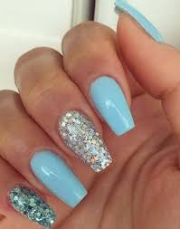 Sky Blue Nails With Glittery Nail Finger Nailart Summer Summernails Sky Blue Nails Nail Art Designs Summer Blue Nails