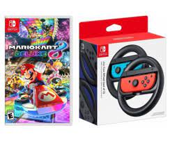 Mario Kart 8 Deluxe Nintendo Switch Game Wireless Steering Wheels Bundle New Mario Kart Nintendo Switch Mario Kart 8