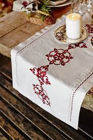 Embroidered Table Runner Christmas Winter Pinterest Table Runners Runners And Table Embroidered Table Runner Christmas Table Runner Embroidery Christmas
