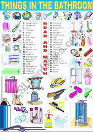 Things In The Bathroom Esl Worksheet By Katiana