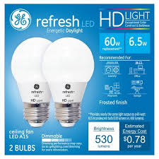 Led bulbs are replacements for cfls and incandescent bulbs. General Electric 2pk Refresh Daylight Hd 60w Equivalent A15 Ceiling Fan Led Bulb Frost Target