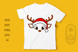 Download Christmas Svg Reindeer Svg Cute Reindeer With Santa Hat 987867 Cut Files Design Bundles