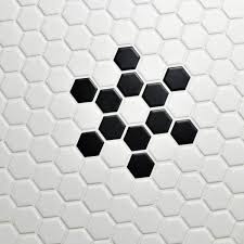 Black And White Porcelain Mosaic Tile Retro 10 X 12 Porcelain Mosaic Tile In Matte Black Bright White Porcelain Mosaic Porcelain Mosaic Tile Mosaic Flooring