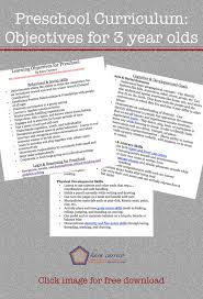 Preschool Curriculum Learning Objectives For 3 4 Year Olds Free Download Included Preschool Curriculum Learning Objectives Curriculum Lesson Plans