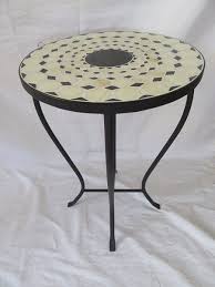 Beige Black Mosaic Black Iron Outdoor Accent Table 21 H Outdoor Accent Table Mosaic Outdoor Table Accent Table