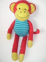 Old Navy Red Yellow Stipes Monkey Plush Toy 19 Monkey Plush Monkey Plush Toy Plush Toy