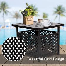 Coffee tables rowan od small outdoor coffee table concrete round, source: Patiomore Outdoor Patio Umbrella Side Table Stand Outdoor Bistro Square Steel Table With Umbrella Hole For Deck Garden Pool Backyard 1 57 Hole Black Patio Furniture Accessories Patio Lawn Garden Eudirect78 Eu