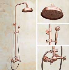 Himark faucets are use high quality copper, one is up to german 4ms standard, which the lead content is between 0.2% and 1.4%, another is up to american. Bathroom Shower Faucet Set 8 Rain Shower Head Hand Spray Antique Red Copper Ebay Shower Faucet Sets Bathroom Shower Faucets Copper Shower