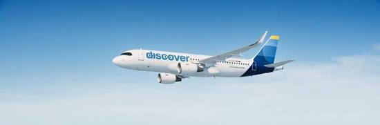 Discover Airlines A320 aircraft, AI generated