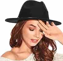 Kadın Vintage Caz Şapka Fötr Şapka Geniş Kenarlı Keçe Şapka Kemer Tokalı,  Siyah kemerli siyah, M (56/58 cm) : Amazon.com.tr: Moda