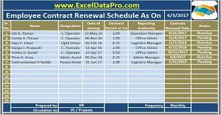download employee contract renewal schedule excel template exceldatapro templates import chart