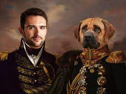 We even got multipet portraits if you'd like to collect all your pets in one painting! Custom Pet Portrait With Human Royal Man Pet Portrait Father Etsy Pet Portraits Custom Pet Portraits Royal Pet Portrait