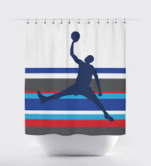 Basketball Multi Striped Shower Curtain Royal Blue Charcoal Red Turquoise Navy And White Choose Any Colors Basketball Shower Curtain Custom Shower Curtains Custom Stripes