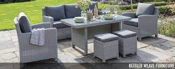 Black, brown or grey rattan dining sets in 4 seat, 6 seat and 8 seat with round, oval, rectangular or square rattan tables. Kettler Garden Furniture Garden Furniture From Kettler Available Now