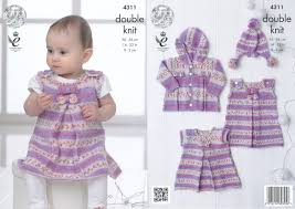 King Cole Double Knitting Pattern Baby Dress Tunic Coat Hat 4311 Double Knitting Patterns Baby Dress Baby Knitting Patterns