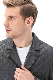 Men's 100 % Real Black Leather Quilted Embordered Jacket