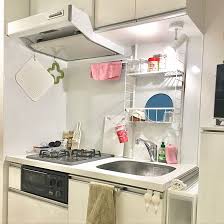 キッチン つっぱり棒 突っ張り棒 水切り ナチュラルキッチン などのインテリア実例 2018 03 05 22 21 19 roomclip ルームクリップ 狭い家のキッチン 賃貸 キッチン 収納 キッチン 一人暮らし