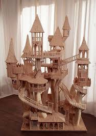 Chateau En Baton De Glace Et Allumettes Bricolages Avec Des Batonnets De Glace Craft Artisanat Popsicle