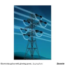 Electricity Pylon With Glowing Power Lines Poster Zazzle Com City Lights Photography Electricity Custom Posters