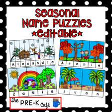 Use the puzzles to teach kids to recognize and spell their names, plus use them for many different literacy activities. Editable Name Puzzles Pack For All Seasons Use All Year Preschool Pre K