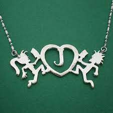 Hatchetman Love Hatchetgirl Juggalo And Juggalette In Love Heart Silver Charm Pendant Necklace Choker Insane Clown Insane Clown Posse Clown Posse