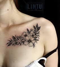 Center Flower Tattoo On Collarbone Blackwork By Yuliya Lintu Frontshouldertattoos Fl Center In 2020 Collar Bone Tattoo Chest Tattoos For Women Tattoos