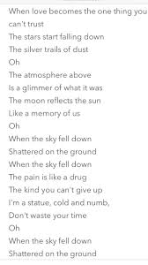 Shel When The Sky Fell Down Falling Down Song Lyrics Songs