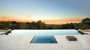 Contemporary Symmetrical Pool With Infinity Edge And An Amazing View Pinned To Pool Design By Infinity Pool Backyard Swimming Pool House Pool Landscape Design