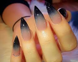 Acrylic Black And Clear Nails Stiletto Pointy Sharp Black Clear Ombre Goth Nails Stiletto Nails Designs Gorgeous Nails