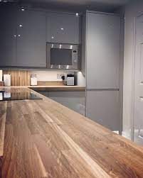 Finally Our New Kitchen Gloss Grey Handleless Clerkenwell From Howdensjoinery Howde Modern Kitchen Design Gloss Kitchen Cabinets Home Decor Kitchen