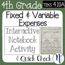 Fixed Variable Expenses Interactive Notebook Activity Quick Check Teks 4 10a Interactive Notebook Activities Interactive Notebooks Personal Financial Literacy