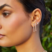Diamond Carrie Drop Stud Earrings — EF Collection®