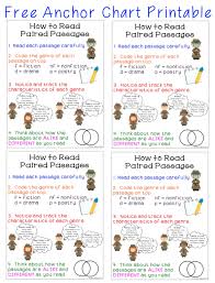 free printable anchor chart for paired passages and close