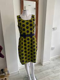 Hobbs London Green Blue Polka Dot Silk Blend Pencil