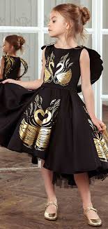 Love Junona Girls Black Satin Swan Party Dress Luxury Dress Fit For A Princess Perfect For Baby Special Occasion Dress Girls Designer Clothes Girls Dresses