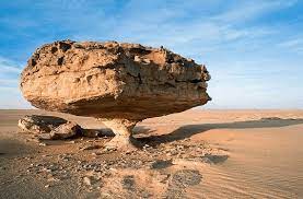 Geography - Rock Pedestals or Mushroom Rocks: wears away softer material and grooves and hollows are cut. Rock pillar will be further eroded near the base where friction is greatest – undercutting