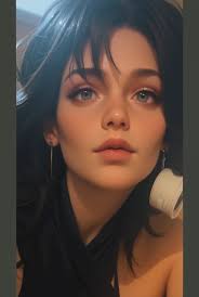 There is a woman with a black top and a black top